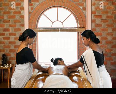 Massage Table For Ayurvedic Treatment And Spa Kerala Kochi Stock Photo Alamy