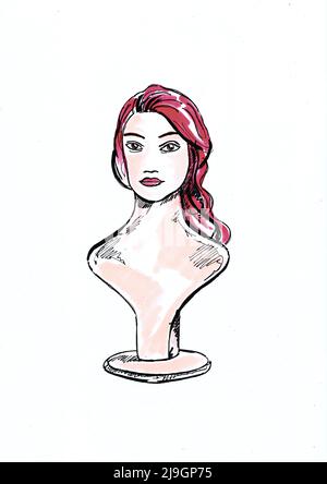 Colour sketch of a fashion mannequin. Stock Photo