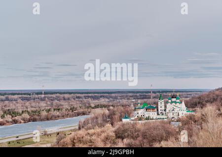 Ascension Caves Monastery of Russian Orthodox Church on banks of river ...