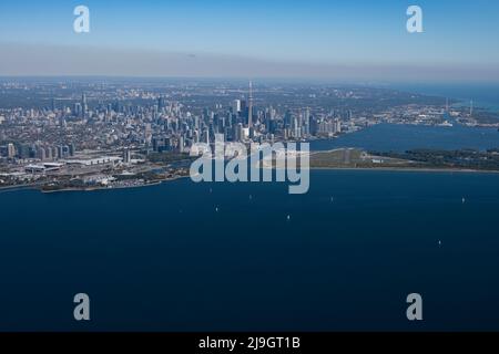 Aerial photograph taken from a helicopter in Toronto. Stock Photo