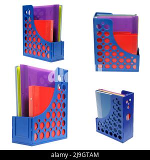 Set archive business folder on different angles isolated on white background. Stock Photo