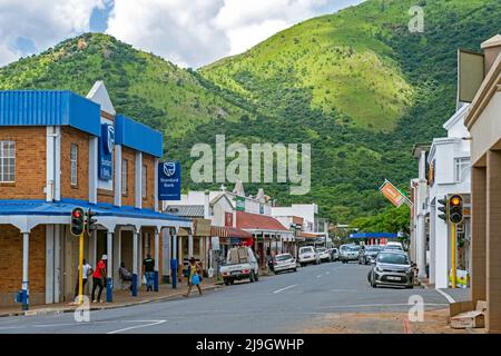 Commercial street in the town Barberton, Ehlanzeni, Mpumalanga province, South Africa Stock Photo