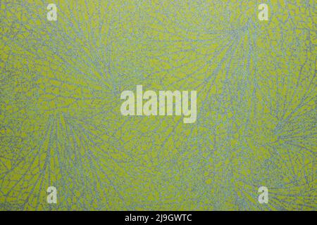 Yellow-green wallpaper background texture with a repeat pattern Stock Photo