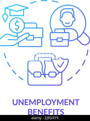 Unemployment benefits blue gradient concept icon Stock Vector
