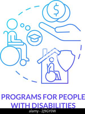 Programs for people with disabilities blue gradient concept icon Stock Vector