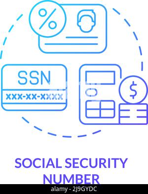 Social security number blue gradient concept icon Stock Vector