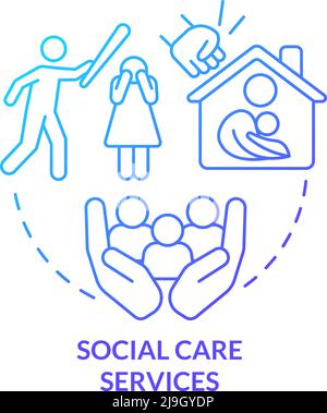 Social care services blue gradient concept icon Stock Vector
