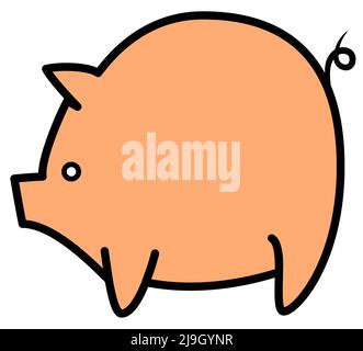 Big pig background. The contrast image. Cartoon flat characters. Vector illustration. Stock Vector