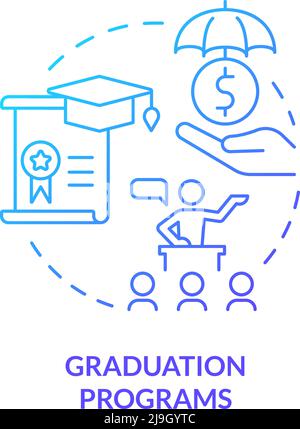 Graduation programs blue gradient concept icon Stock Vector