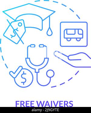 Fee waivers blue gradient concept icon Stock Vector