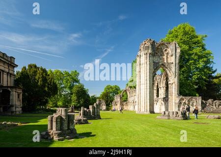 Spring morning at the ruins at St Mary's Abbey in Yorkshire, England. Stock Photo