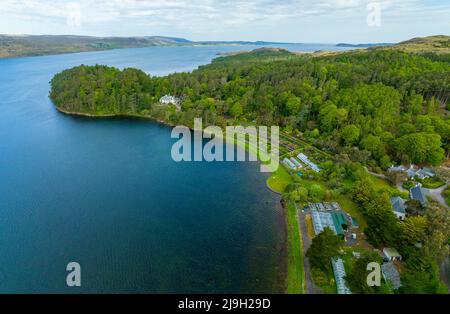 Aerial view of Inverewe Garden on North Coast 500 in Wester Ross, Scottish Highlands, Scotland, UK Stock Photo