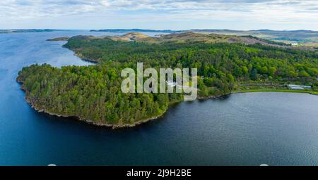 Aerial view of Inverewe Garden on North Coast 500 in Wester Ross, Scottish Highlands, Scotland, UK Stock Photo