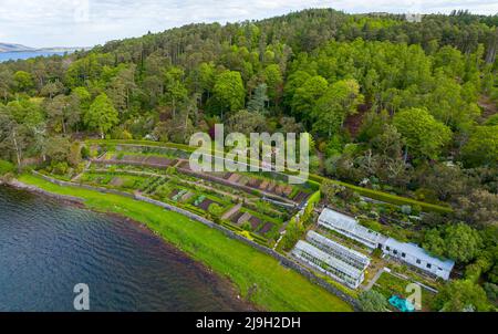 Aerial view of Inverewe Garden on North Coast 500 in Wester Ross, Scottish Highlands, Scotland, UK Stock Photo