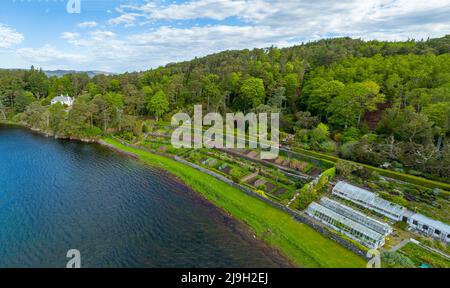 Aerial view of Inverewe Garden on North Coast 500 in Wester Ross, Scottish Highlands, Scotland, UK Stock Photo