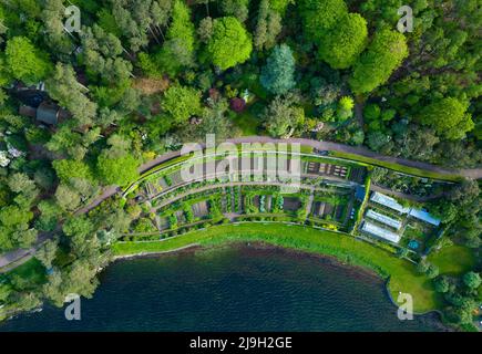 Aerial view of Inverewe Garden on North Coast 500 in Wester Ross, Scottish Highlands, Scotland, UK Stock Photo