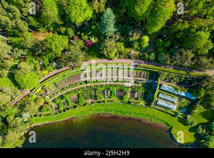 Aerial view of Inverewe Garden on North Coast 500 in Wester Ross, Scottish Highlands, Scotland, UK Stock Photo