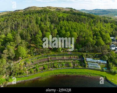 Aerial view of Inverewe Garden on North Coast 500 in Wester Ross, Scottish Highlands, Scotland, UK Stock Photo