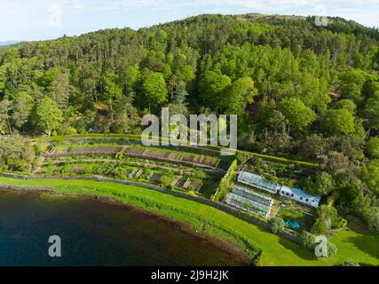 Aerial view of Inverewe Garden on North Coast 500 in Wester Ross, Scottish Highlands, Scotland, UK Stock Photo