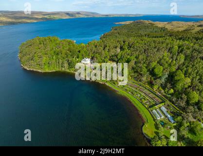 Aerial view of Inverewe Garden on North Coast 500 in Wester Ross, Scottish Highlands, Scotland, UK Stock Photo