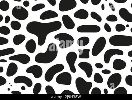 Dalmatian spot seamless pattern, cow animal print texture on skin. Stock Vector