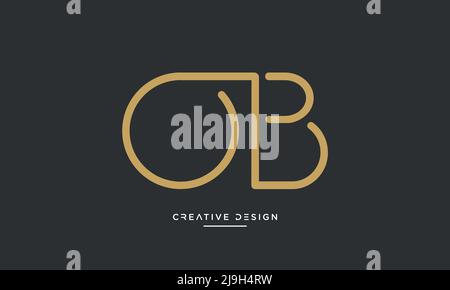 Alphabet Letters OB, BO Abstract Logo Vector Template Stock Vector