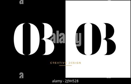 Alphabet Letters OB, BO Abstract Logo Vector Template Stock Vector