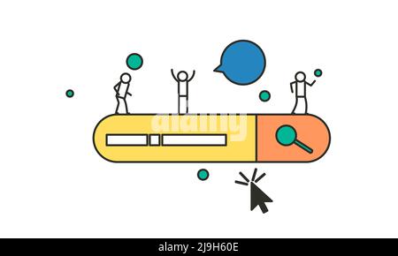 A man uses an online search engine. Concept vector illustration of people and easy search for information or business on the internet Stock Vector