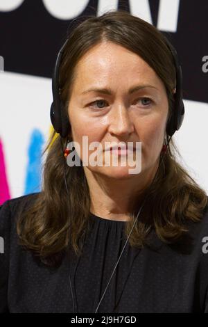 Turin, Italy. 22nd May 2022.  German writer Katerina Poladjan is guest of 2022 Torino Book Fair. Stock Photo