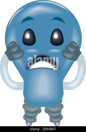 scared led bulb Stock Vector