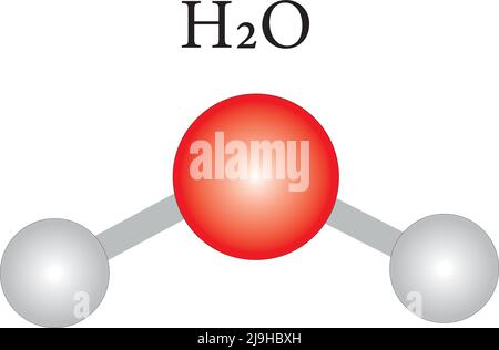 Water H2O Structural chemical formula and molecule model.Educational content for chemistry and science students.vector illustration. Stock Vector