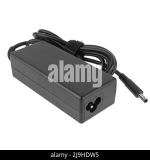 laptop power adapter, laptop spare part, white background Stock Photo