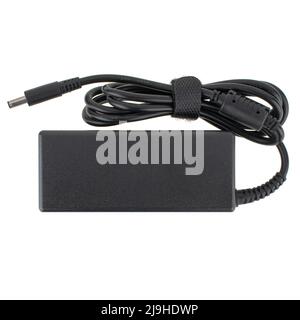 laptop power adapter, laptop spare part, white background Stock Photo