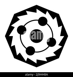 Jagged octagon, with a symbol for the five elements, modeled on crop circle pattern, found at Little Down, near Hippenscombe in Wiltshire, UK. Stock Photo