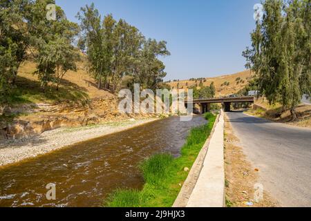 The Zarqa River on the road from Amman to Jerash Stock Photo