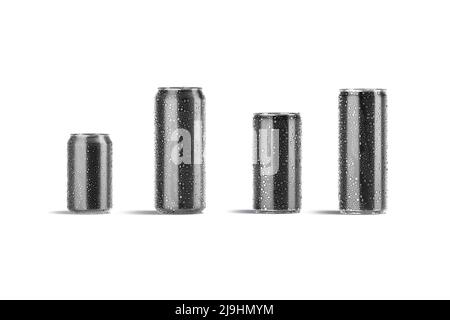 Blank black aluminum small and big soda can mockup, isolated Stock Photo