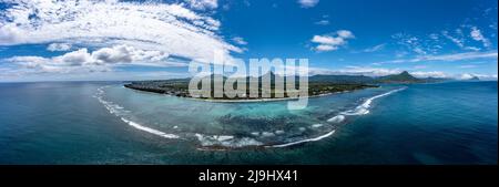 Scenic view of sea and Flic En Flac beach, Mauritius, Africa Stock Photo