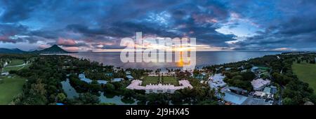 Storm clouds over Flic En Flac and Sugar Beach, Mauritius, Africa Stock Photo
