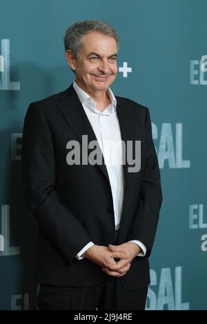 Madrid, Spain. 23rd May, 2022. Former President Jose Luis Rodriguez Zapatero attends the 'El Comensal' premiere at the Paz cinema in Madrid. (Photo by Atilano Garcia/SOPA Images/Sipa USA) Credit: Sipa USA/Alamy Live News Stock Photo