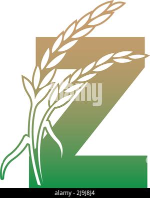 Letter Z with rice plant icon illustration template vector Stock Vector