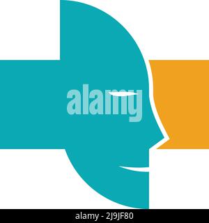 face head medical health logo Icon Illustration Brand Identity Stock Vector