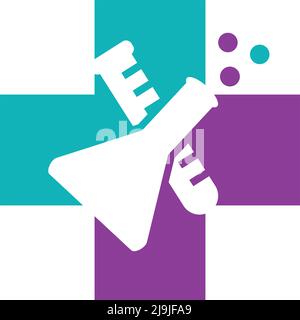 Flask With A Medical Cross health Logo Icon Illustration Brand Identity Stock Vector