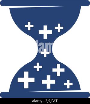 hourglass medical cross health logo Icon Illustration Brand Identity Stock Vector