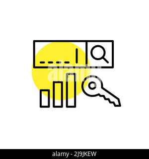 Keyword data analysis. Pixel perfect, editable stroke line art icon Stock Vector