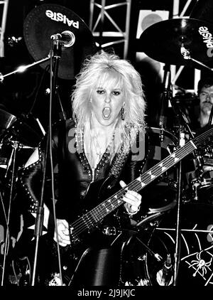 Lita Ford performing at the Hollywood Palladium, Circa 1983 Credit: Ron ...