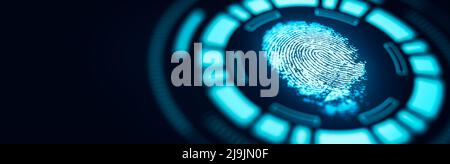 Fingerprint technology scan provides security access. Advanced technological verification future and cybernetic. Biometrics authentication. Stock Photo