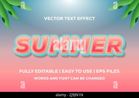 summer text effect fully editable Stock Vector
