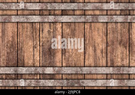 wood barrel template with metal straps Stock Photo