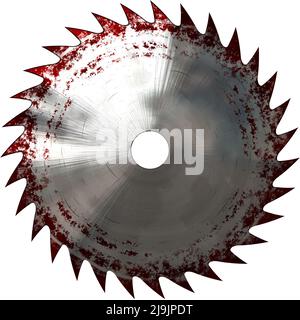 saw blade with blood Stock Photo