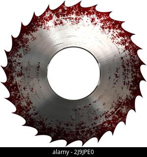 saw blade with blood Stock Photo